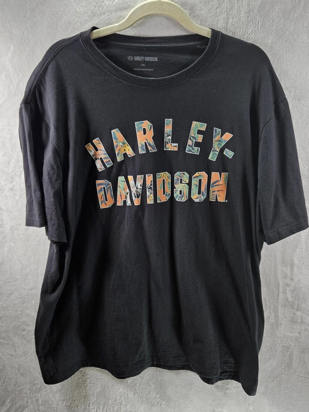 Harley-Davidson T-Shirt Tropical Floral Graphic Black Men's Size 2XL